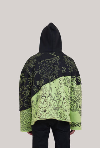 Distressed Panel Block Print Hoodie - Rastah