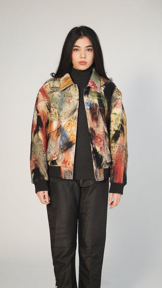 “LOST IN TRANSLATION” Abstract block-print Bomber jacket - Rastah