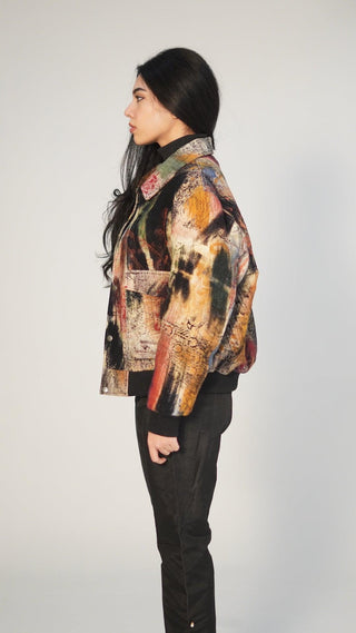 “LOST IN TRANSLATION” Abstract block-print Bomber jacket - Rastah