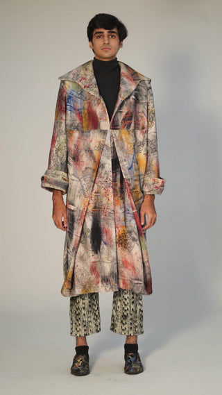 Hand Block Printed Pleated Long Coat - Rastah