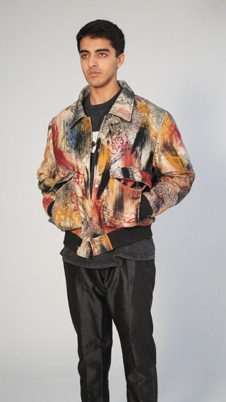 “LOST IN TRANSLATION” Abstract block-print Bomber jacket - Rastah