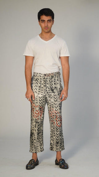 Motion Blur Block Print Hand-Woven Pant - Rastah
