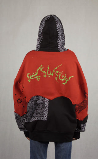 Hand Block Printed "Lost Eyes" Hoodie - Rastah
