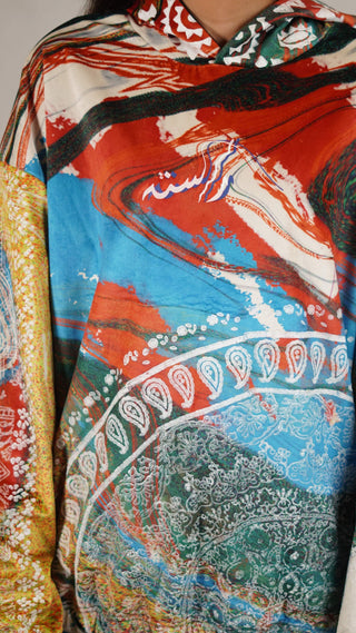 Hand Block Printed "RAVE" Velvet Hoodie - Rastah