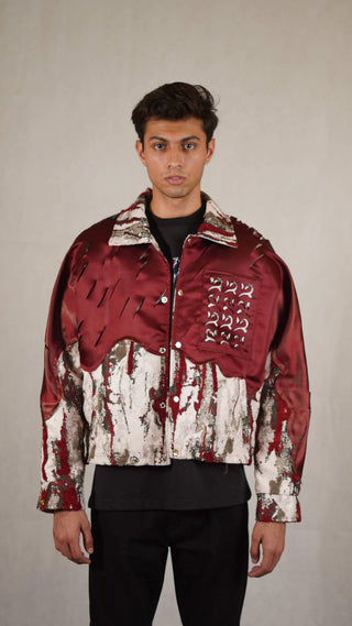 Silk and Jacquard Distressed Panel Jacket - Rastah