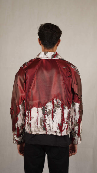 Silk and Jacquard Distressed Panel Jacket - Rastah