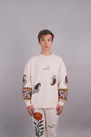 ‘Kalamkaar’ Block-Print Crew Neck Sweatshirt - Rastah