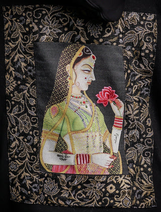 Hand Crafted Unisex Matte Black Mughal Princess Hoodie - Rastah