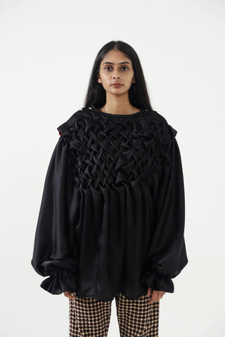 OVERSIZED SILK HAND SMOCKED TOP - Rastah