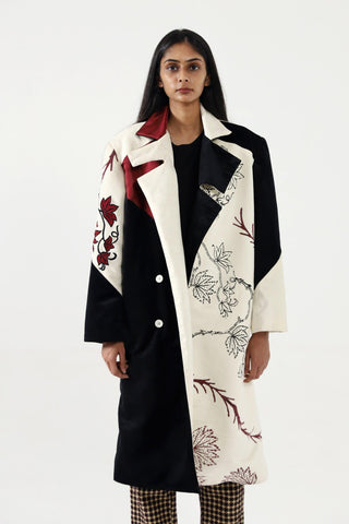 BLOCK PRINTED VELVET LONG COAT - Rastah