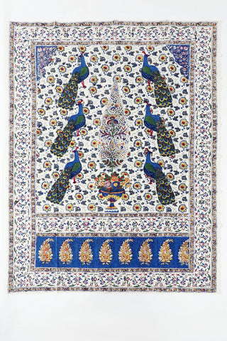 SIX PEACOCK BLOCK PRINTED TAPESTRY - Rastah