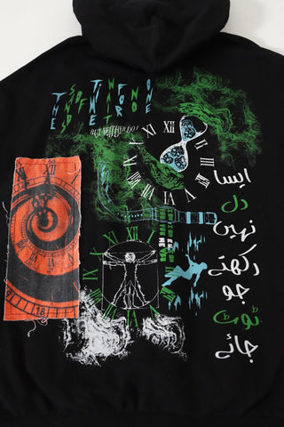 "TIME IS FLEETING" PRINTED BLACK HOODIE - Rastah