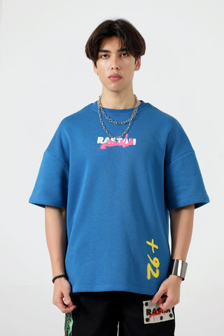 "+92" royal blue patch T-shirt