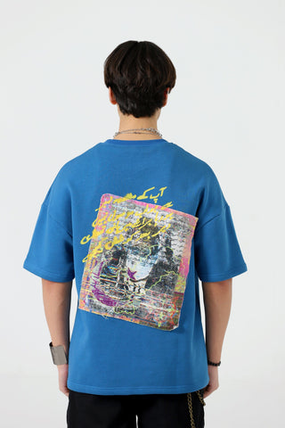 "+92" royal blue patch T-shirt
