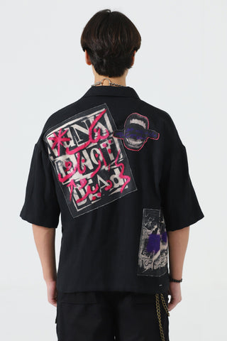 "In your heart" patchwork button-down
