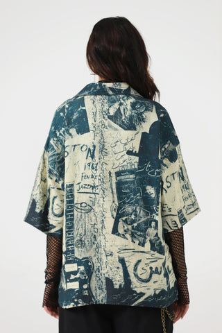 Printed handwoven button-down