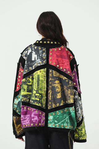 Reversible leather patch jacket