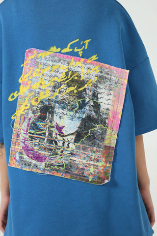 "+92" royal blue patch T-shirt