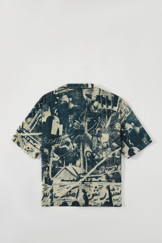Printed handwoven button-down
