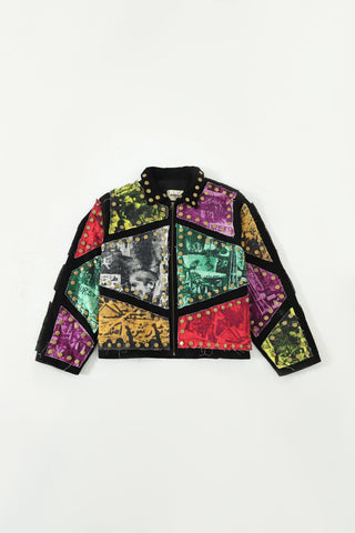 Reversible leather patch jacket