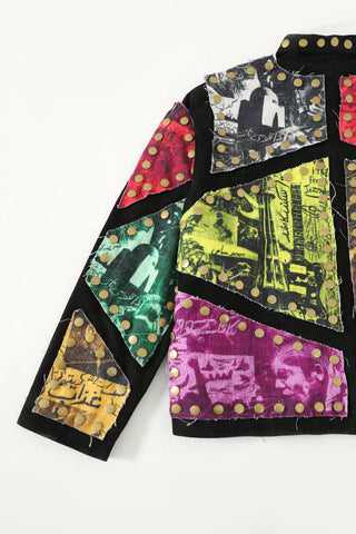 Reversible leather patch jacket