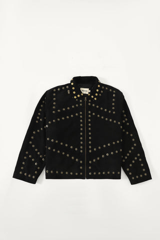 Reversible leather patch jacket