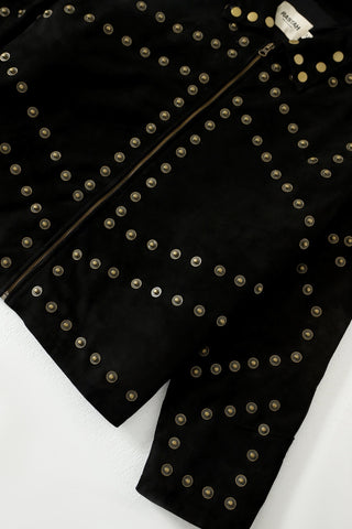 Reversible leather patch jacket