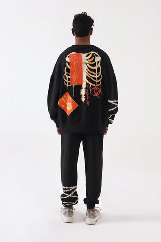 "BREATH OF FIRE" HANDPRINTED SWEATPANTS - Rastah