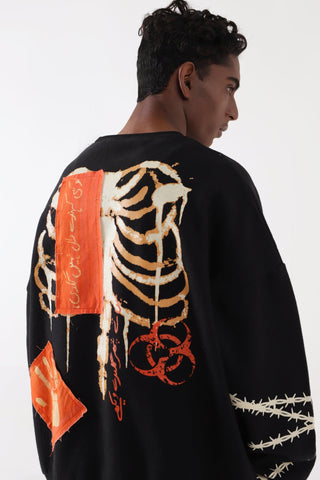 "BREATH OF FIRE" HAND PRINTED SWEATSHIRT - Rastah