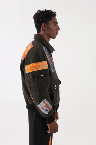 PATCHWORK HANDWOVEN BOMBER JACKET - Rastah
