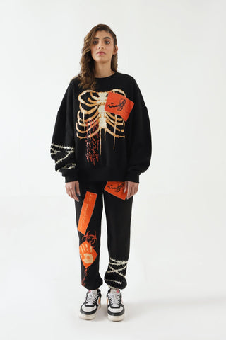 "BREATH OF FIRE" HANDPRINTED SWEATPANTS - Rastah
