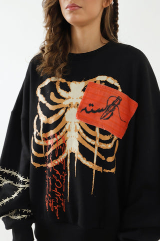 "BREATH OF FIRE" HAND PRINTED SWEATSHIRT - Rastah