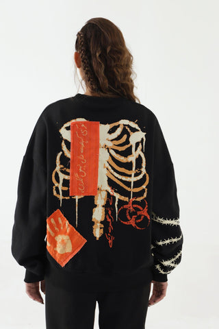 "BREATH OF FIRE" HAND PRINTED SWEATSHIRT - Rastah