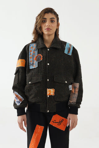 PATCHWORK HANDWOVEN BOMBER JACKET - Rastah