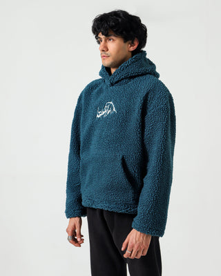 Blue sherpa logo hoodie