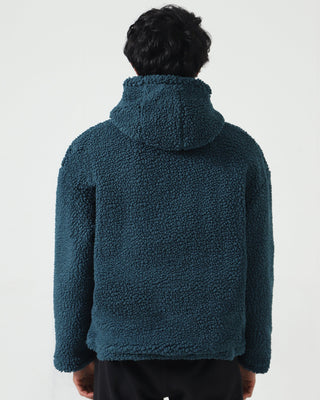Blue sherpa logo hoodie