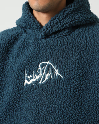 Blue sherpa logo hoodie