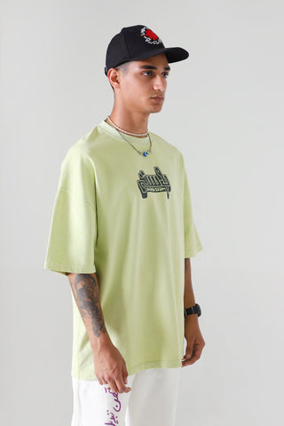 "Summer green" garment dyed logo T-shirt