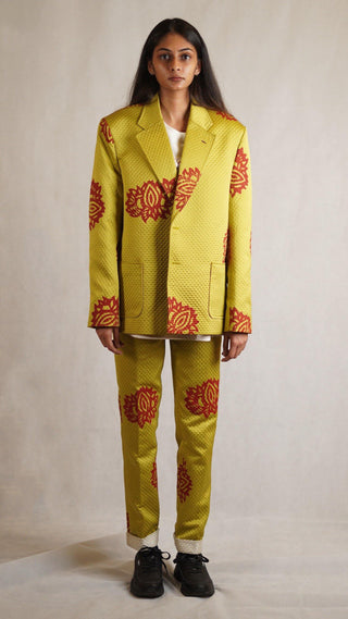 Lime green block printed trousers - Rastah