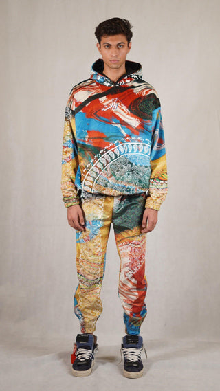 Hand Block Printed "RAVE" Velvet Sweatpants - Rastah