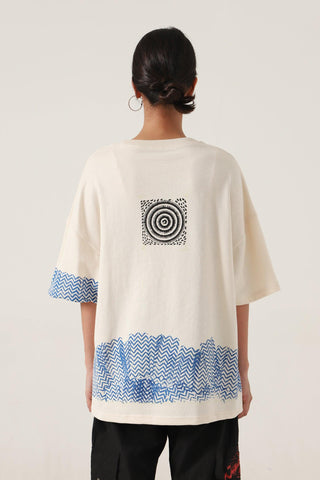 BEIGE BLOCK PRINTED T-SHIRT - Rastah