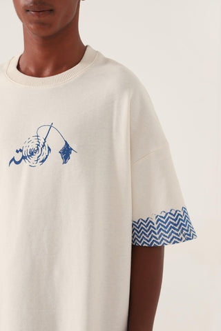 BEIGE BLOCK PRINTED T-SHIRT - Rastah