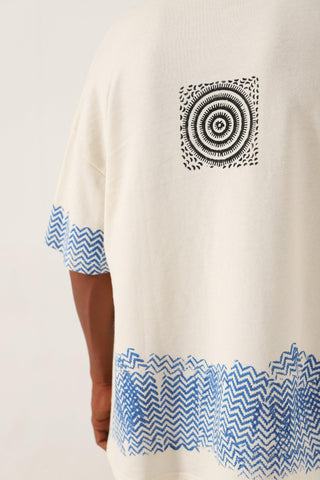 BEIGE BLOCK PRINTED T-SHIRT - Rastah