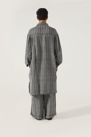GREY HANDWOVEN KAMEEZ (LONG SHIRT) - Rastah