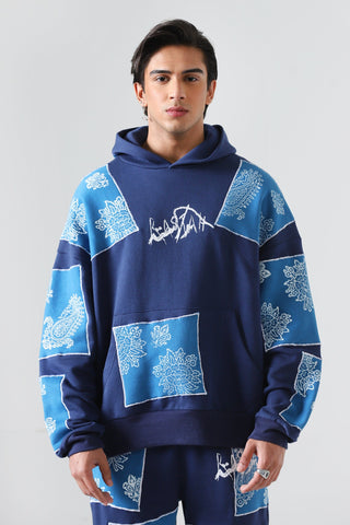 "Unfinished sky" blockprint hoodie