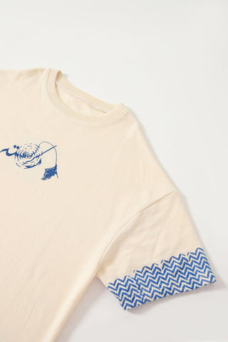 BEIGE BLOCK PRINTED T-SHIRT - Rastah