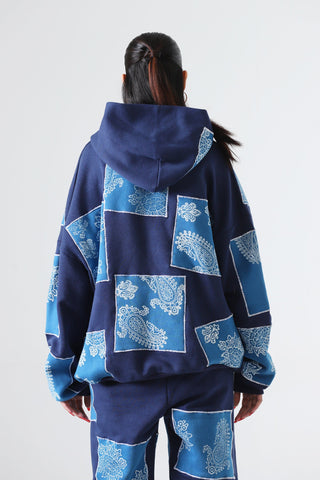 "Unfinished sky" blockprint hoodie