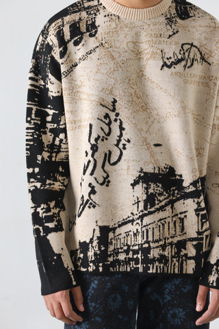 "From Karachi with love" jacquard knit sweater