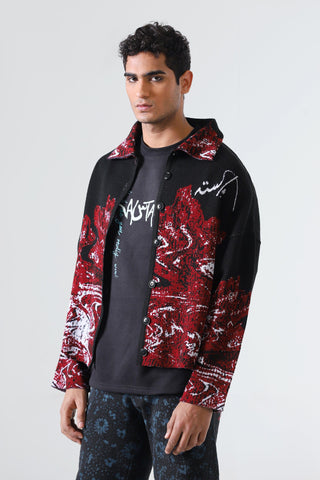 "Molten magma" jacquard knit cardigan
