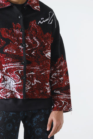 "Molten magma" jacquard knit cardigan